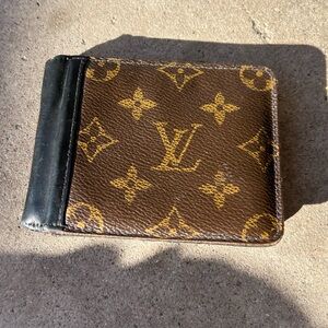 Louis Vuitton Brown Monogram Wallet Multiple Macasser Brown Black Leather 2009